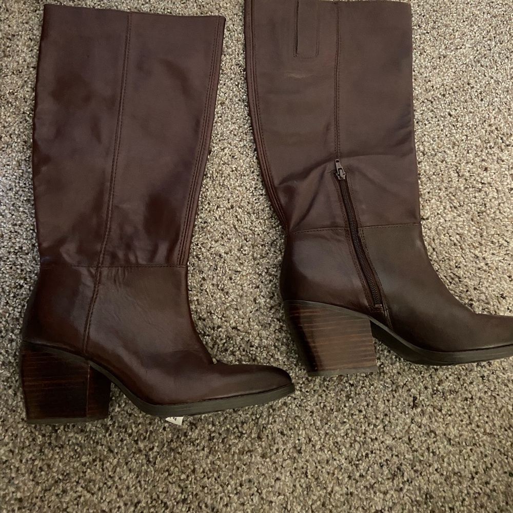 Chocolate brown leather boots